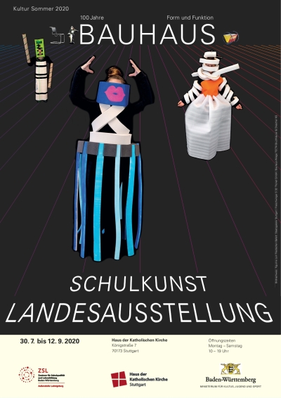 Plakat zur SCHULKUNST-Landesausstellung: „Form und Funktion – 100 Jahre Bauhaus"