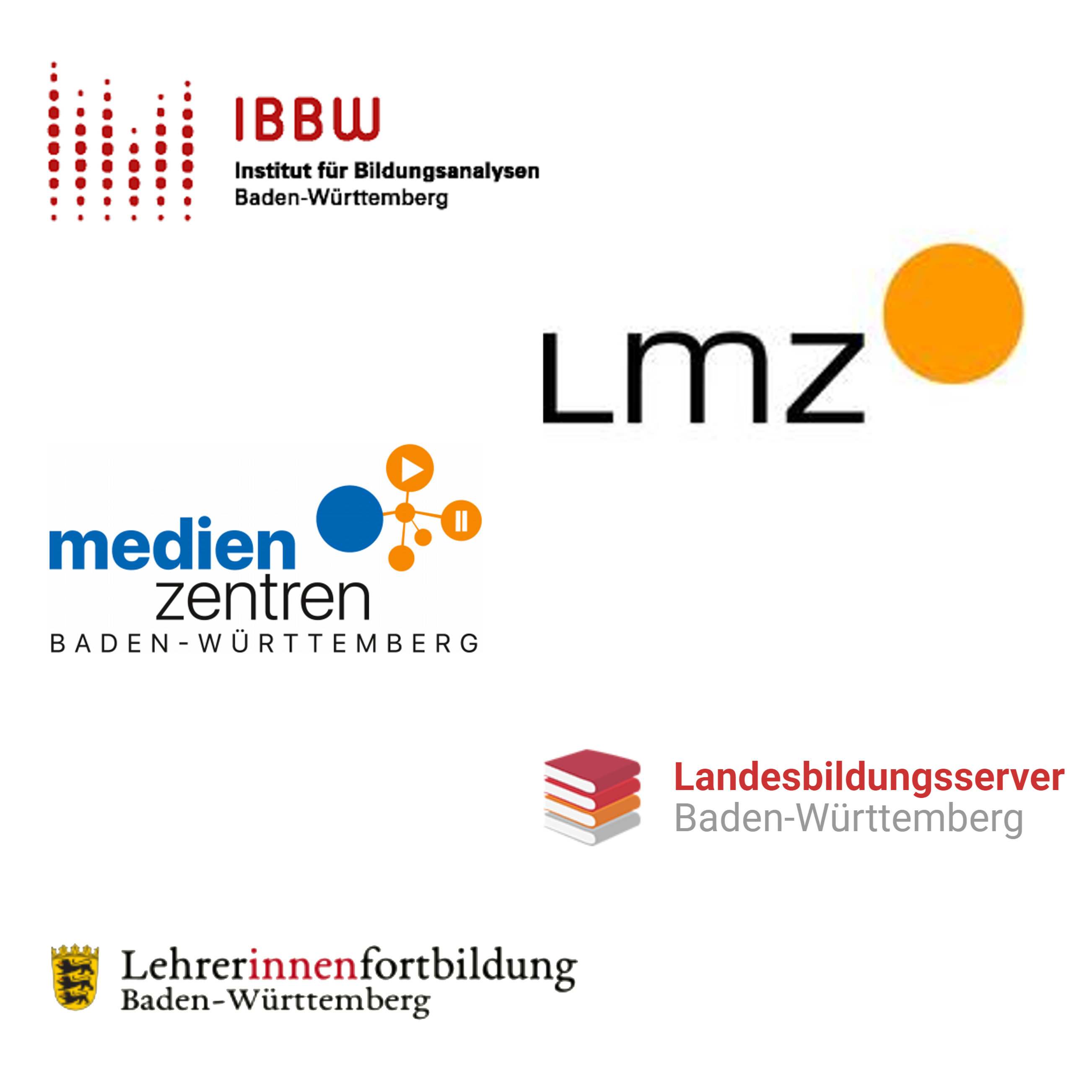 Logos des IBBW, des LMZ, der Medienzentrer, des Landesbildbildungsservers, der Lehrerfortbildung 