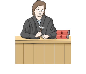 Symbol-Zeichnung für Verbandsklagerecht (Richterin)