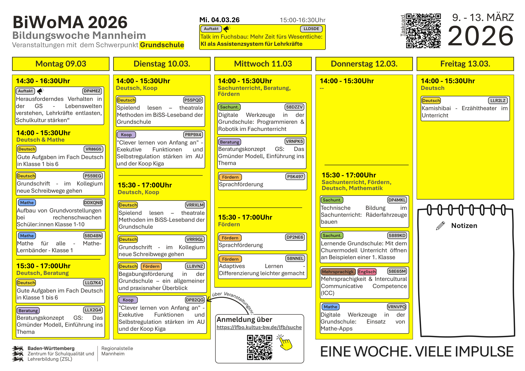 Übersicht Bildungswoche GS
