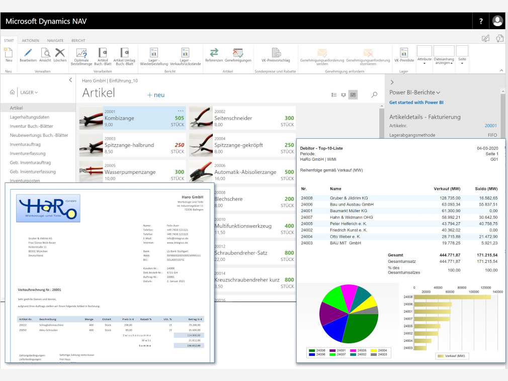 Foto: Computerbildschirm zeigt angepasste Benutzeroberfläche von Microsoft Dynamics NAV