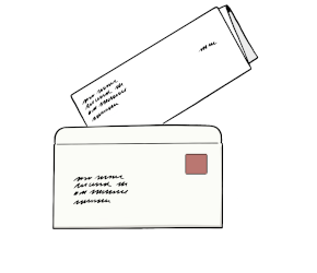 Zeichnung: Brief, der aus einem Briefumschlag ragt