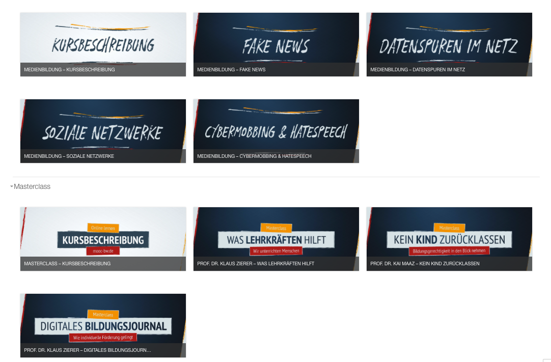 Screenshot der Startseite von mooc-bw.de