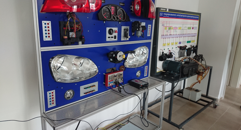 Photo: Learning wall for automotive training at a vocational school in Tirana, Albania