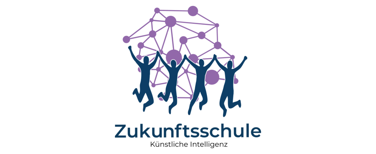 Link zur ZSL-Aktuelles-Meldung: Zukunftsschulen KI – Bewerbung und Kick-off (Heilbronn, 19. Oktober 2026, 9:00 bis 17:00 Uhr, Anmeldeschluss: 30. September 2026) (Logo: Text-Bild-Grafik als Symbolbild Zukunftsschulen KI: Im Zentrum sind Schattenrisse vierer tanzender und springender Personen zu sehen. Über und hinter ihnen ist ein lilafarbenes Netz mit dicken Verbindungspunkten zu sehen. Unter den Schattenrissen steht zweizeilig, in dunkelblauer Schrift: Zukunftsschule, Künstliche Intelligenz)