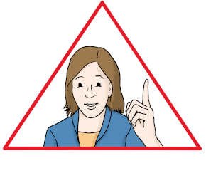 Symbol-Zeichnung für Achtung (Person in Warndreieck, die den Zeigefinger hebt)