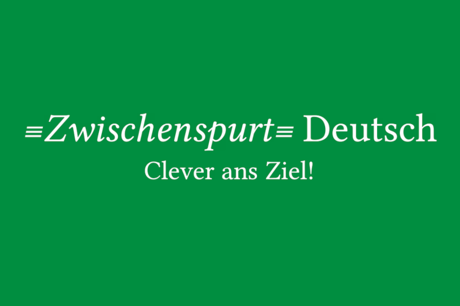 Link zur Seite auf dem Lehrerfortbildungsserver Baden-Württemberg (Bild: Logo: Text Zwischenspurt Deutsch - Clever ans Ziel! auf grünem Grund)